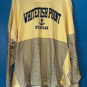 Yellow Whitefish Point Michigan Long Sleeve Shirt, size XL/2X